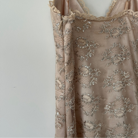 Guess Vintage Y2K Sheer Metallic Mesh Lace Embroidered Slip Dress - Picture 10 of 13